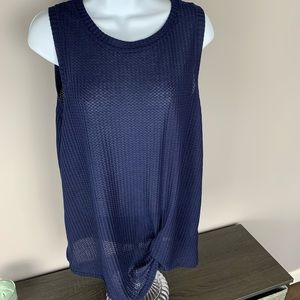 Classic Fashion NWT Navy Blue Woman’s XL Mesh Tank Twisted Knot at Bottom